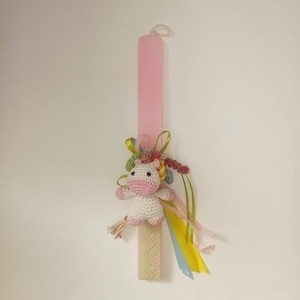 Χειροποίητη πασχαλινή λαμπάδα μονόκερος unicorn - κορίτσι, λαμπάδες, μονόκερος, για παιδιά, για μωρά - 2