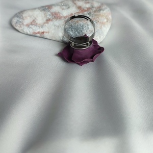 Χειροποίητο Δαχτυλίδι Μωβ Τριαντάφυλλο - πηλός, χάντρες, λουλούδι, boho, αυξομειούμενα - 5