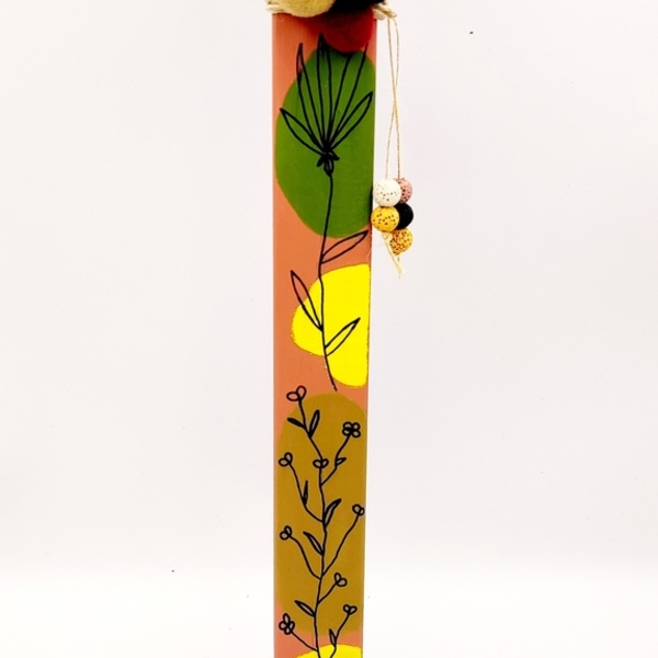 Λαμπάδα minimal ζωγραφισμένη πλακέ - κορίτσι, λουλούδια, λαμπάδες, για ενήλικες, για εφήβους - 2