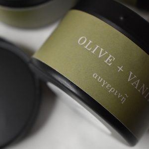 Olive+Vanilla Κερί Σόγιας σε μεταλλικό δοχείο 100ml - κερί, κεριά σε βαζάκια, vegan κεριά