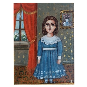 Κοριτσι με μπλε φορεμα - πίνακες ζωγραφικής - 4