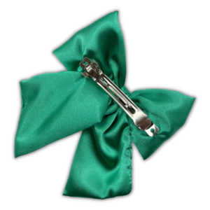 Emerald satin bow - ύφασμα, φιόγκος, για τα μαλλιά, hair clips - 2