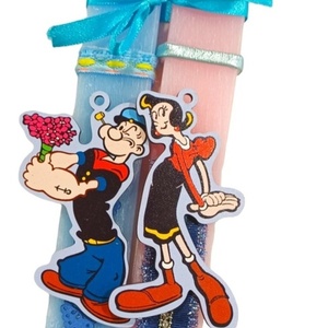 Σετ αρωματικές λαμπάδες για ζευγάρι με cartoon Ποπάι Όλιβ - λαμπάδες, ζευγάρια, για ενήλικες, ήρωες κινουμένων σχεδίων