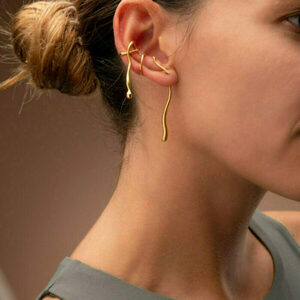 Euterpe Ασημένιο Ear Cuff με επιχρύσωση - ασήμι, επιχρυσωμένα, ear cuffs - 2