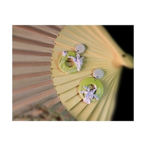 Iris garden- Χειροποίητα σκουλαρίκια πολυμερικού πηλού με ανάγλυφες ανθισμένες ίριδες! - πηλός, λουλούδι, καρφωτά, καρφάκι - 2