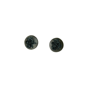 Black roses stud earrings- Χειροποίητα καρφωτά σκουλαρίκια πολυμερικού πηλού με λεπτομέρειες λουλουδιών σε μαύρο χρωμα με εφέ λαμψης - πηλός, λουλούδι, καρφωτά, μικρά, καρφάκι