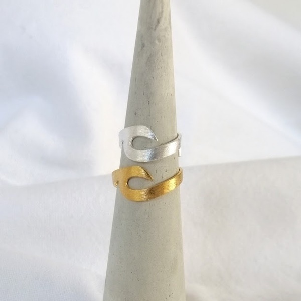 Χειροποίητο δαχτυλίδι με σχέδιο κύμα αυξομειούμενο - επιχρυσωμένα, αλπακάς, γεωμετρικά σχέδια, αυξομειούμενα, φθηνά