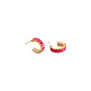Χειροποίητα σκουλαρίκια από Ασήμι με κόκκινα ζιρκόν|Red - ασήμι, ημιπολύτιμες πέτρες, κρίκοι, καρφάκι, φθηνά - 2