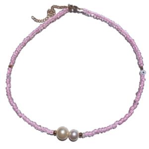 Double Perla necklace - μαργαριτάρι, τσόκερ, χάντρες, κοντά