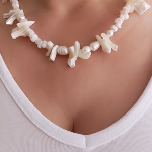 Ariel necklace - κοχύλι, κοντά, ατσάλι, μεγάλα, seed beads - 3