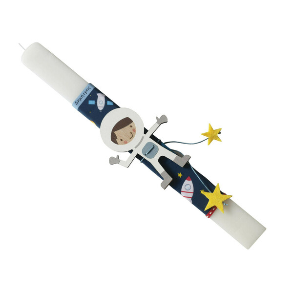 Λαμπάδα "Αστροναύτης" με το όνομα του παιδιού, 30εκ - αγόρι, λαμπάδες, για παιδιά, πύραυλοι - 3