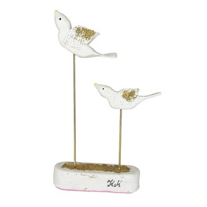 3D Χειροποίητα λευκά πουλιά από πηλό 12x23x45cm - πηλός, διακοσμητικά