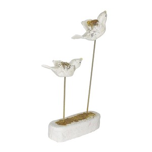 3D Χειροποίητα λευκά πουλιά από πηλό 12x23x45cm - πηλός, διακοσμητικά - 4