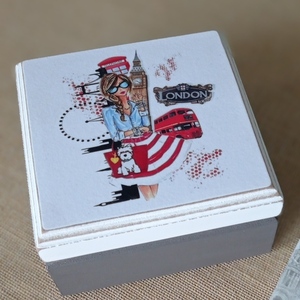 Κουτάκι από ξύλο mtf κοπέλα London 12×12×7εκ. - κορίτσι, δώρο, κουτί, οργάνωση & αποθήκευση, δώρα για παιδιά, δώρα γενεθλίων - 3