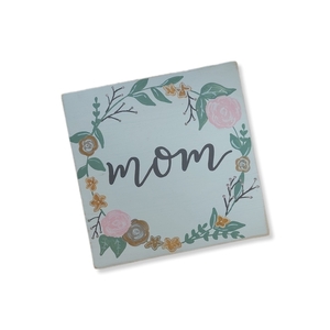 "Mom" - Ξύλινη πινακίδα 20 × 20 εκ. για τη γιορτή της μητέρας - πίνακες & κάδρα, μητέρα, ημέρα της μητέρας - 4