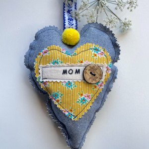 Δώρο για την γιορτή της Μητέρας, καρδιά υφασμάτινη, κρεμαστή - καρδιά, διακοσμητικά - 2