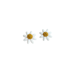 Χειροποίητες Μαργαρίτες Σκουλαρίκια - πηλός, λουλούδι, μικρά, καρφάκι, φθηνά