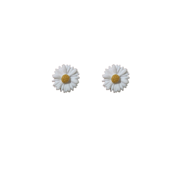 "LittleDaisy_II"-Χειροποίητα καρφωτά σκουλαρίκια από πολυμερικό πηλό 1εκ. - πηλός, λουλούδι, καρφωτά, μικρά, φθηνά