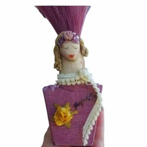 Για τις μανούλες! Βαζάκι, χειροποίητη κατασκευή από τσιμέντο και γυαλινο μπουκαλάκι σωλήνα, Υ18cm σε ροζ τόνους - ύφασμα, γυαλί, βάζα & μπολ, τσιμέντο, γιορτή της μητέρας