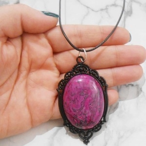 Κολιέ με ημιπολύτιμες πέτρες/Ροδονίτης Pink rhodonite pendant - ημιπολύτιμες πέτρες, μενταγιόν - 4