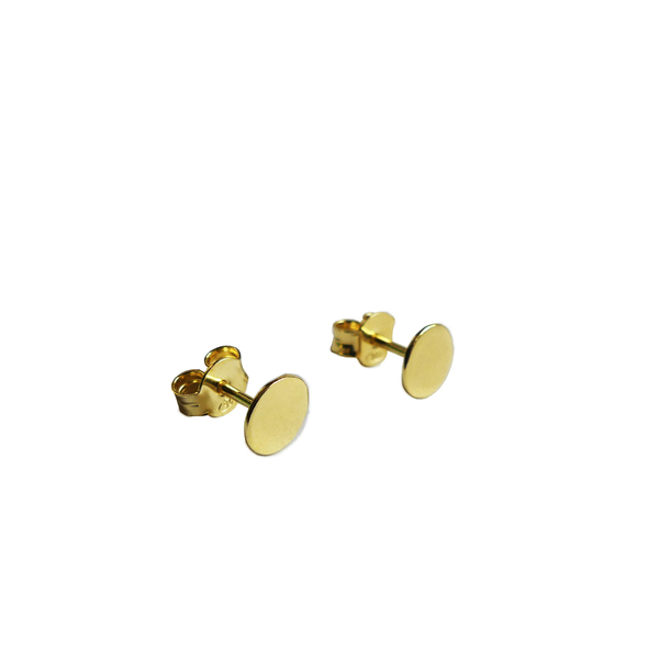 Επιχρυσωμένα σκουλαρίκια μικρός δίσκος με γυαλιστερό φινίρισμα (διάμετρος δίσκου: 0,5 εκ) - επιχρυσωμένα, ορείχαλκος, ασήμι 925, καρφωτά, μικρά