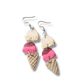 Ice cream earrings - πηλός, κρεμαστά, μεγάλα, γάντζος