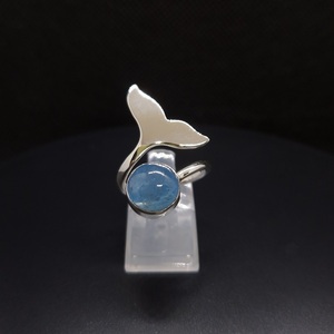Aquamarine Mermaid Tail - ημιπολύτιμες πέτρες, ασήμι 925, boho, σταθερά, μεγάλα