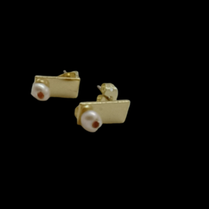 Σκουλαρίκια με μαργαριτάρι - επιχρυσωμένα, καρφωτά, μικρά, zamak - 3