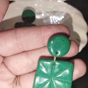 Boho καρφωτά σκουλαρίκια •Emerald - πηλός, καρφωτά, μικρά, boho, φθηνά - 2