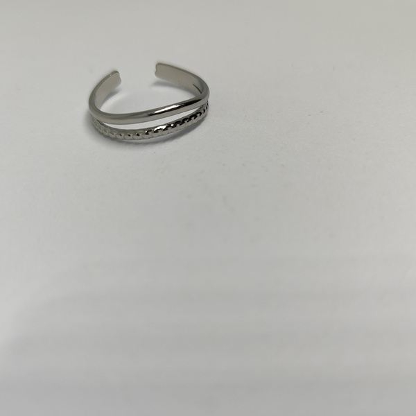 Δαχτυλίδι διπλό με μικρό άνοιγμα με αυξομείωση μεγέθους - γεωμετρικά σχέδια, ατσάλι, μεγάλα, αυξομειούμενα