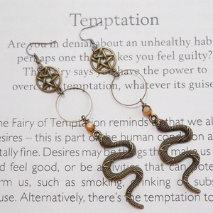 Σκουλαρίκια φίδι με charms και μεταλλικά στοιχεία, κρεμαστά Snake earrings - χάντρες, μπρούντζος, μεταλλικά στοιχεία, κρεμαστά, γάντζος - 2