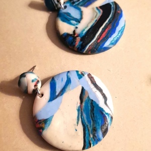 "Seasides" Handmade Dangle Earrings (4cm Height)_ - πηλός, boho, μεγάλα, καρφάκι