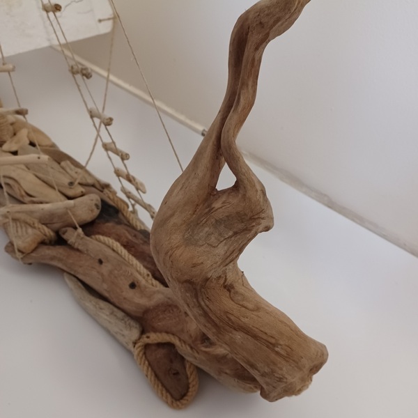 Driftwood Ship 01 - ξύλο, κοχύλι, διακοσμητικά - 5