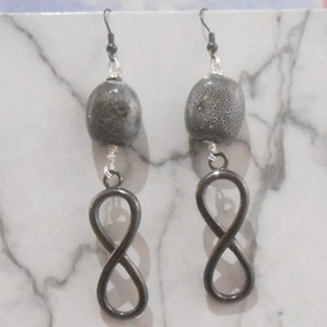Σκουλαρίκια με χάντρες και μεταλλικά στοιχεία, κρεμαστά Infinity Earrings - άπειρο, χάντρες, ατσάλι, κρεμαστά, γάντζος - 3