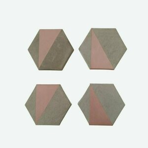 Τέσσερα τσιμεντένια σουβέρ //rokkaku tringle copper - σουβέρ, τσιμέντο, γεωμετρικά σχέδια, είδη σερβιρίσματος - 2