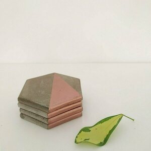 Τέσσερα τσιμεντένια σουβέρ //rokkaku tringle copper - σουβέρ, τσιμέντο, γεωμετρικά σχέδια, είδη σερβιρίσματος - 5
