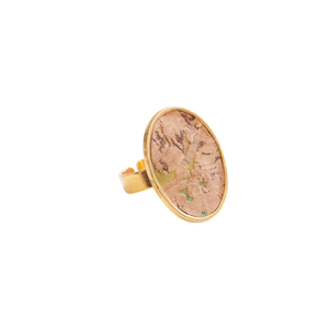 Δαχτυλίδι Αυξομειούμενο Φελλός ''Golden'' - επιχρυσωμένα, ορείχαλκος, boho, φελλός, αυξομειούμενα