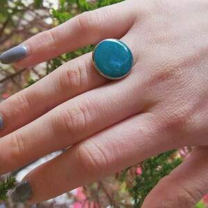 Ατσάλινο δαχτυλίδι αυξομειουμενο, χρωματισμενο με υγρό γυαλί - γυαλί, γεωμετρικά σχέδια, ατσάλι, μεγάλα, αυξομειούμενα