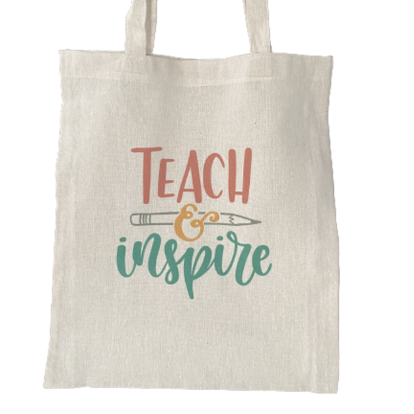 Υφασμάτινη τσάντα για την δασκάλα με λεζάντα προσωποποιημένη - ύφασμα, ώμου, all day, πάνινες τσάντες