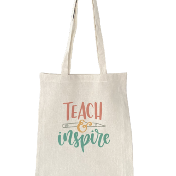 Υφασμάτινη τσάντα για την δασκάλα με λεζάντα προσωποποιημένη - ύφασμα, ώμου, all day, πάνινες τσάντες - 2