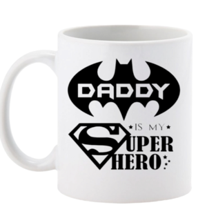 Κεραμική κούπα "Daddy is my super hero" - μπαμπάς, πορσελάνη, κούπες & φλυτζάνια, γιορτή του πατέρα, σούπερ ήρωες