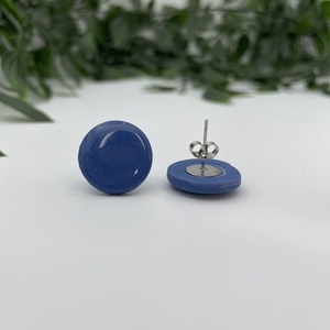 Σκουλαρίκια καρφωτά | Stud Earrings | Windsor Blue - γυαλί, πηλός, καρφωτά, ατσάλι, καρφάκι - 2