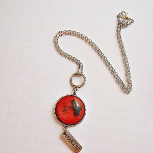 Κολιέ με γυαλί και μεταλλικά στοιχεία Blood Moon Necklace - γυαλί, φεγγάρι, μεταλλικά στοιχεία, μενταγιόν