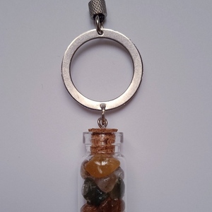 Μακρύ κολιέ - μπουκαλάκι με ημιπολύτιμους λίθους - ημιπολύτιμες πέτρες, μακριά, ατσάλι, μενταγιόν - 2