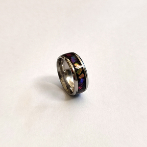 Ατσάλινο δακτυλίδι διακοσμημένο με abalone - ατσάλι, boho, σταθερά, φθηνά