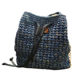 Χειροποίητη γυναικεία καθημερινή τσάντα ώμου μπλε -KA294 - νήμα, ώμου, all day, πλεκτές τσάντες