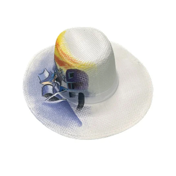 Γυναικείο ψάθινο καπέλο με ζωγραφιά της Σαντορίνης - ψάθινα