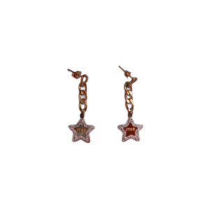 Σκουλαρικια ατσαλινα επιχρυσωμενα αστερια με ζιργκον μηκος 4 cm - επιχρυσωμένα, swarovski, μακριά, ατσάλι, κρεμαστά