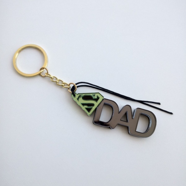 Plexiglass Μπρελόκ για τον Μπαμπά ♥ Super Dad πλεξιγκλας - plexi glass, μεταλλικό, γιορτή του πατέρα, αυτοκινήτου, σπιτιού - 3