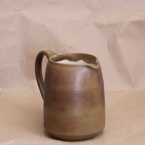 Χειροποίητη κεραμική κανάτα stoneware σε καφε και μπεζ χρώμα, 650ml. - πηλός, είδη σερβιρίσματος - 3